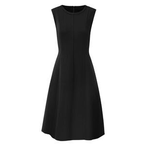 Women's Sleeveless Dress A Line Crew Neck Business Work Flare Dress Black